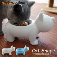 静一-田田猫立体猫可爱陶瓷猫餐桌猫碗猫食具猫食盆猫用品