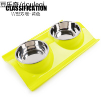 防漏食猫碗狗碗宠物用品猫盆狗盆不锈钢猫咪饮水器双碗宠物碗饭盆
