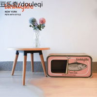 睡在沙丁罐头里Tinklylife猫抓板猫窝沙丁鱼罐头大号磨爪瓦楞纸