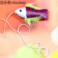 猫玩具逗猫棒立体彩色小鱼羽毛逗猫棒宠物玩具磨抓 互动玩具