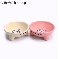 宠物食碗防打翻可爱陶瓷猫耳碗三足可爱陶瓷碗 猫狗食碗 水碗