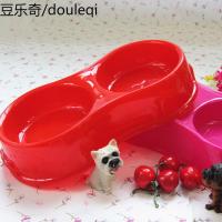 糖果色双口宠碗 猫碗 狗盘宠物碗狗食盆塑料宠物碗宠物食具狗碗