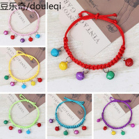 纯手工编制七彩铃铛宠物挂饰项圈适合猫狗兔小型宠物用品大小可调