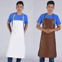 皮围裙防水防油成人挂脖PU皮革围裙男女款反穿衣罩衣无袖皮质围裙