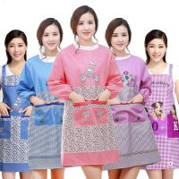 韩版时尚长袖围裙女防油防污男女冬季厨房反穿衣围腰加大围裙罩衣