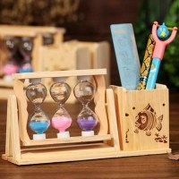 创意家居小饰品精品摆件装饰品沙漏笔筒木质工艺品儿童生日礼物 单泡笔筒