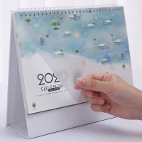 台历2019-2020年历定制创意简约小清新办公桌面摆件大格子注记事 [竖款]油画女孩