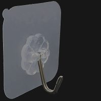 强力粘胶挂钩无痕厨房后挂衣钩免钉钩子衣服挂勾粘钩粘贴挂钩贴 透明款 10个装