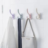 免打孔衣帽挂钩强力粘胶壁挂式无痕挂衣钩厨房浴室毛巾挂钩粘钩 北欧紫 2个装(试用装)