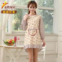 厨房工作带袖围裙长袖棉韩版棉成人罩衣可爱反穿衣带袖罩衣