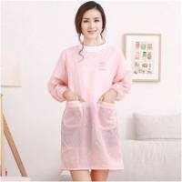 [薄款夏季罩衣]厨房长袖围裙防水防油可爱反穿衣有袖成人围裙