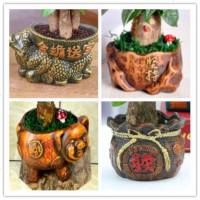 青铜金蟾送宝复古陶瓷花盆发财树等绿植花盆容器中小号元宝花盆