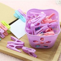 30个装防风夹晾衣夹内衣袜子塑料小夹子带收纳篮多功能衣服晾晒夹