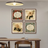 中式画北美黑胡桃木框相框装饰画北欧实木框电表箱玄关挂画花香