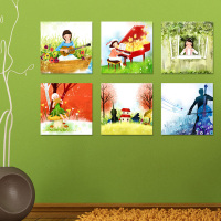 儿童房装饰画简约现代卡通可爱幼儿园墙壁画男孩女孩卧室床头挂画