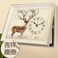 欧式客厅配电箱装饰盒总闸开关盒电表箱装饰画带钟表可推拉遮挡箱