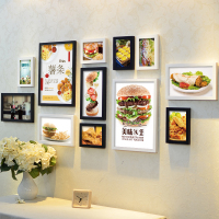 汉堡鸡排快餐店装饰画 餐厅热狗汉堡壁画挂画组合相框墙照片墙
