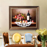 餐厅装饰画欧式美式单幅厨房饭厅墙壁画有框静物葡萄水果歺厅挂画