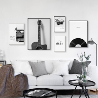 北欧风格装饰画音乐现代简约客厅卧室书房挂画床头壁画黑白创意画