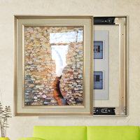 电表箱装饰画竖款配电箱遮挡挂画液压上翻可推拉客厅餐厅欧式挂画