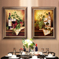 美式餐厅挂画欧式沙背景墙竖版单幅饭厅壁画红酒玄关客厅装饰画