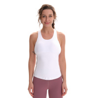 新款瑜伽背心女 高弹锦纶纯色含胸垫背心 跑步运动健身瑜伽上衣