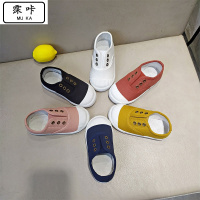 霂咔 儿童帆布鞋春夏秋款男童一脚蹬懒人布鞋女童幼儿园小白童鞋宝宝鞋