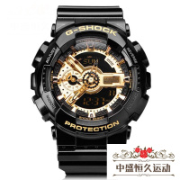 卡西欧手表男G-SHOCK大表盘户外运动电子防水黑金男表GA-110GB-1A情侣款双十一