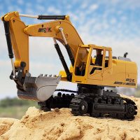 遥控挖掘机合金遥控挖土机儿童玩具电动工程车男孩模型汽车钩勾机 普通无线遥控（充电版） 原装-2套充电电