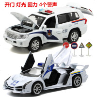 合金车模型 兰博基尼宝马仿真警车儿童玩具车声音灯光回力汽车 越野警车-悍马-白