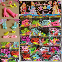 儿童芭比娃娃配件水晶鞋娃娃小鞋女孩过家家配饰玩具24 72双 邮