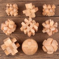 孔明锁鲁班锁成人解锁九连环套装大号益智力高智商玩具儿童小学生 榉木六件三星难度袋装