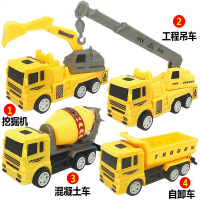 儿童玩具车套装组合回力工程车消防垃圾车挖掘机土男孩小汽车模型 （挖掘机+吊车+泥土车+搅拌车） 【工程