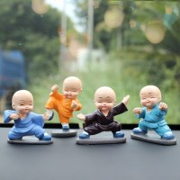 汽车摆件网红车载摇头小和尚 可爱公仔车内装饰品香水座摆件 打拳和尚（送防滑垫）