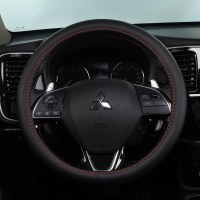 汽车方向盘套四季通用D型方向盘皮套女电动车大货车小车把套专用 C款PU皮/黑色红线