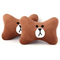 汽车头枕车用靠枕卡通可爱护颈枕车载座椅骨头枕抱枕一对车内枕头 两个装布朗熊（毛绒款）