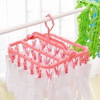 [买2送10夹]晒袜子架多夹子折叠防风晾晒衣架子内衣婴儿晾衣架