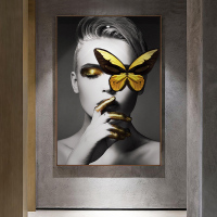 人物美女玄关装饰画黑白客厅背景墙挂画北欧艺术轻奢过道走廊壁画