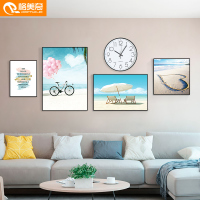客厅装饰画北欧风格挂画海景沙背景墙组合壁画现代简约大气墙画
