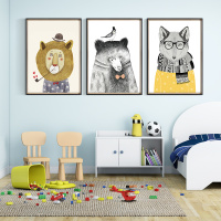 客厅装饰画可爱现代简约动物沙背景墙儿童房挂画创意卧室墙壁画