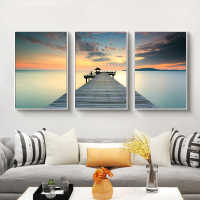 客厅装饰画现代简约沙背景墙画卧室三联挂画餐厅房间海景壁画