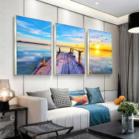 客厅装饰画大海风景挂画沙后背景墙壁画现代简约餐厅卧室三联画
