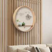 新中式创意水墨圆形禅意挂画入户玄关装饰画餐厅墙壁挂饰茶室壁画