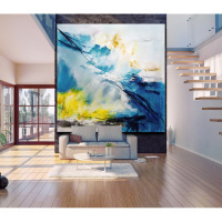 北欧现代欧美抽象油画客厅无框画蓝色装饰画定制大尺寸壁挂画卧室
