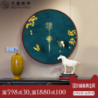 新中式装饰画圆形玄关客厅沙背景墙挂画中国风餐厅壁画卧室画