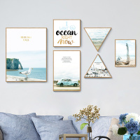 沙背景墙装饰画现代简约大气风景组合壁画北欧风格墙画客厅挂画