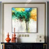 现代手绘抽象油画生命之树装饰画客厅大尺寸挂画样板房玄关餐厅画