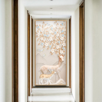 现代玄关装饰画入走廊过道简约客厅金属有框北欧墙面壁画财鹿