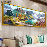 美式油画客厅装饰画现代挂画壁画沙背景墙山水画风水靠山聚宝盆