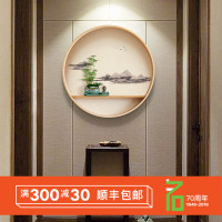 新中式玄关墙面装饰画圆形日式风格禅意餐厅壁画过道茶室和风挂画